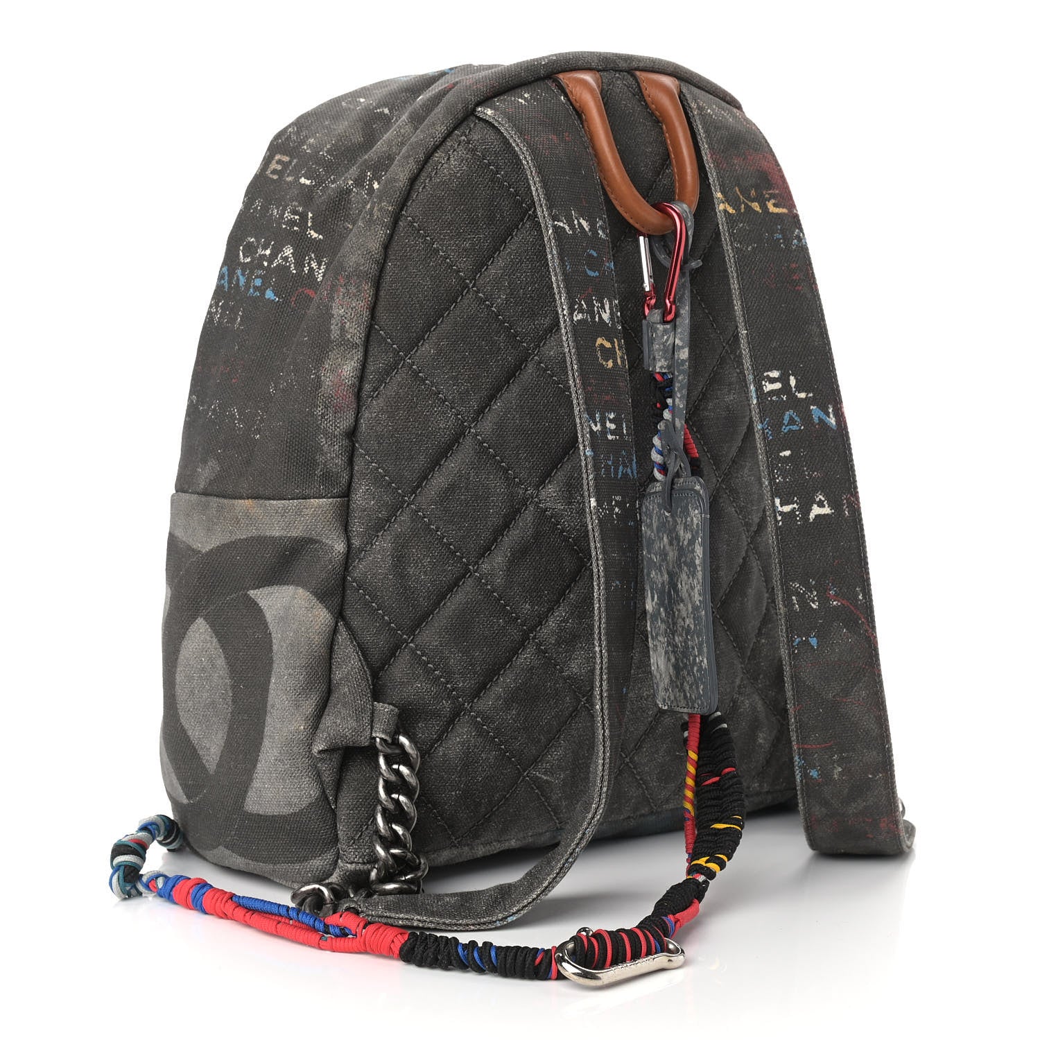 Chanel Graffiti Printed Canvas Medium Backpack Black 2 of 8