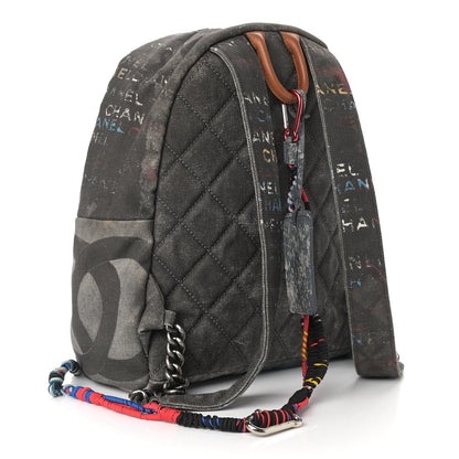 Chanel Graffiti Printed Canvas Medium Backpack Black 2 of 8