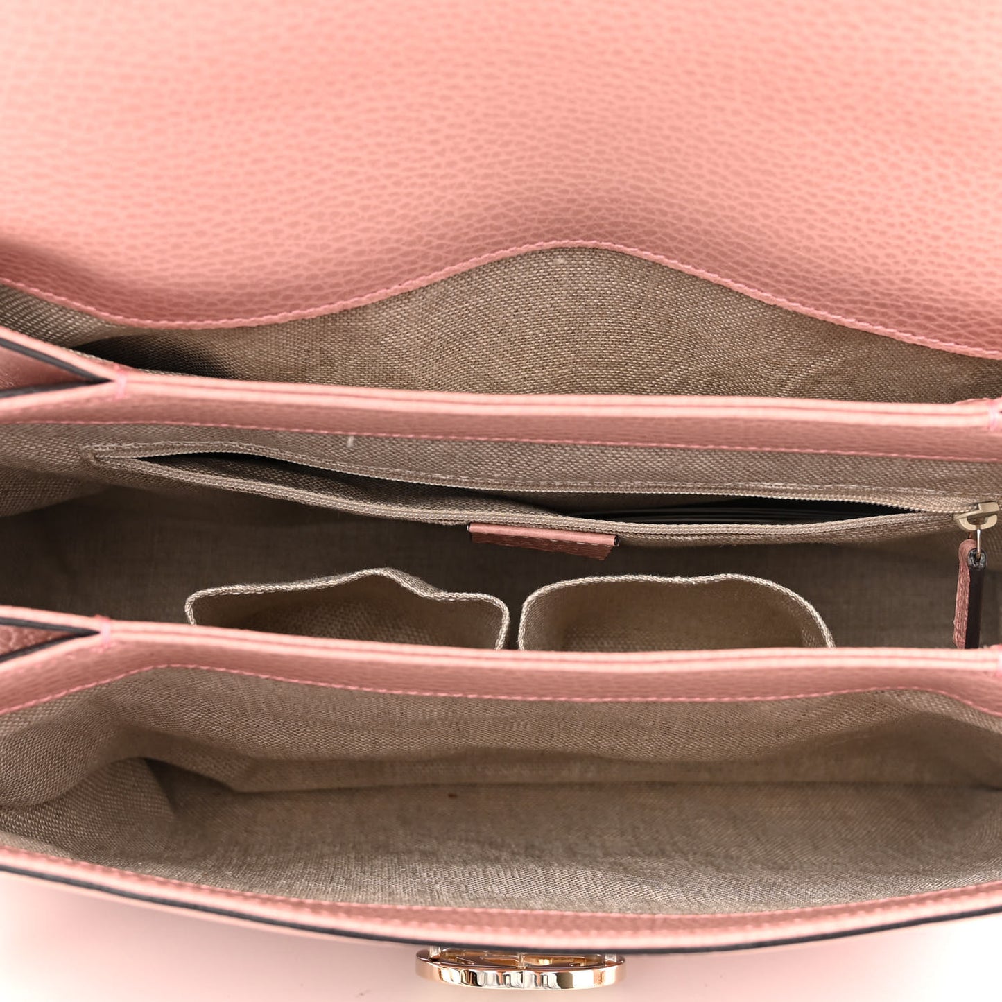 Dollar Calfskin Medium Interlocking G Top Handle Shoulder Bag Soft Pink