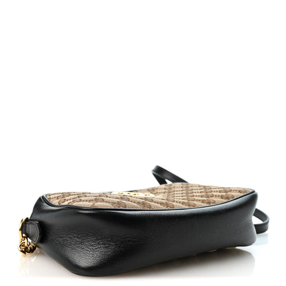 Gucci Monogram Matelasse Diagonal Small GG Marmont Chain Shoulder Bag Beige Black 4 of 12