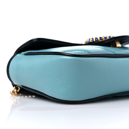 Gucci Azalea Calfskin Enamel Matelasse Diagonal Super Mini Torchon GG Marmont Shoulder Bag Butter Dusty Azure Black Electric Blue 8 of 9