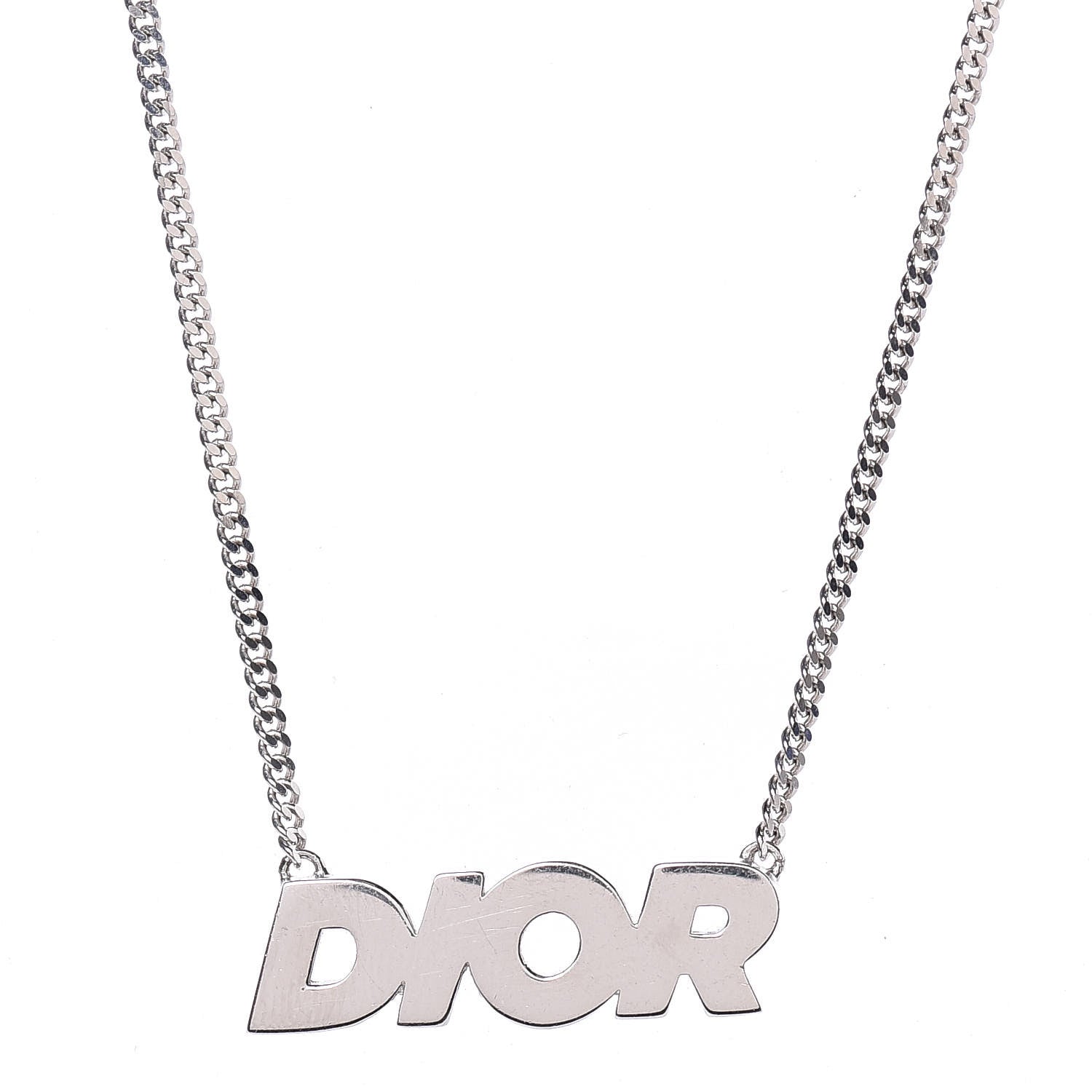 Christian Dior Homme Sterling Silver Logo Pendant Necklace 4 of 6
