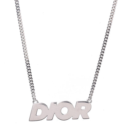 Christian Dior Homme Sterling Silver Logo Pendant Necklace 4 of 6