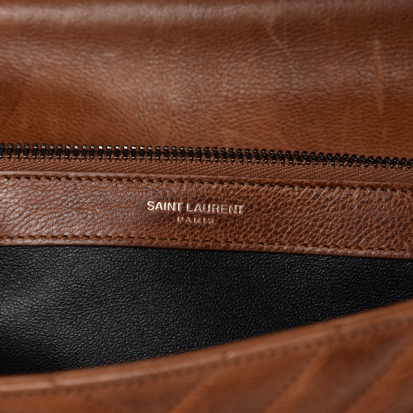 Calfskin Matelasse Chevron Monogram Large College Bag Cognac