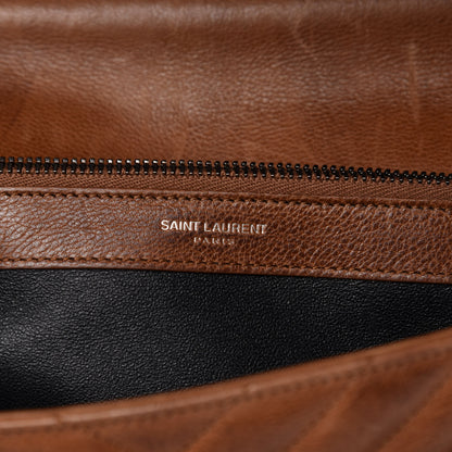 Saint Laurent Calfskin Matelasse Chevron Monogram Large College Bag Cognac 13 of 15