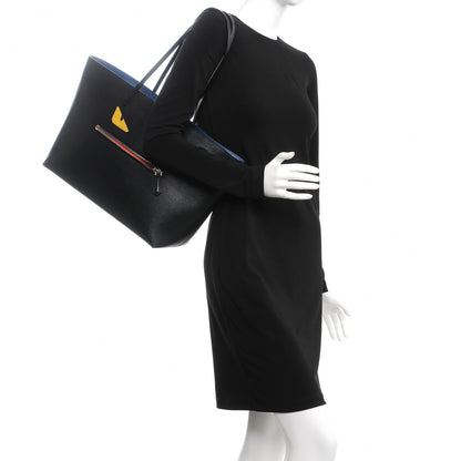 Fendi Vitello Elite Cuoio Monster Buggies Medium Roll Tote Black Multicolor Blue Cobalto 2 of 7