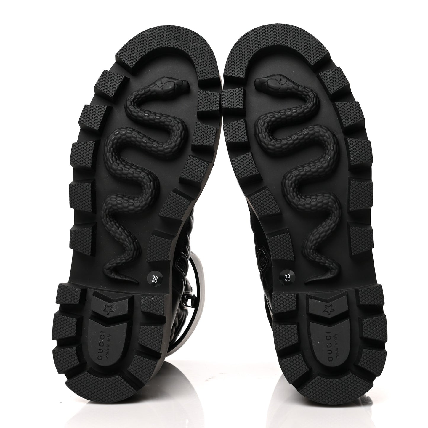 Nappa Frances GG Matelasse Platform Combat Boots 38 Black