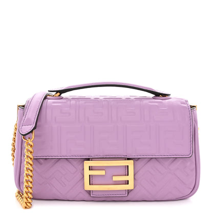 Fendi Nappa FF Embossed Small Midi Chain Baguette Violetta 1 of 10