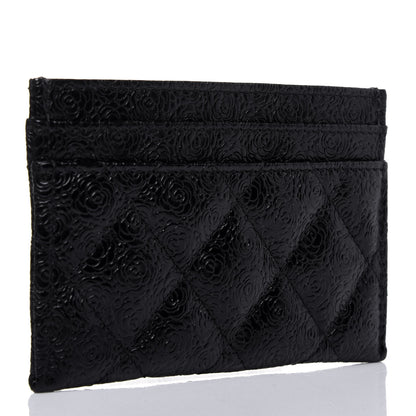 Chanel Calfskin Camellia Embossed Quilted Card Holder Black 3 of 11