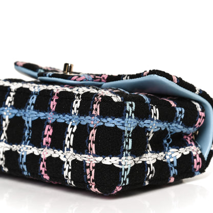 Chanel Tweed Quilted Mini Rectangular Flap Black Pink Blue Ecru 10 of 11