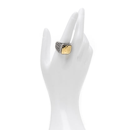 John Hardy Sterling Silver 22K Yellow Gold Palu Hammered Ring 61 9.5 2 of 4