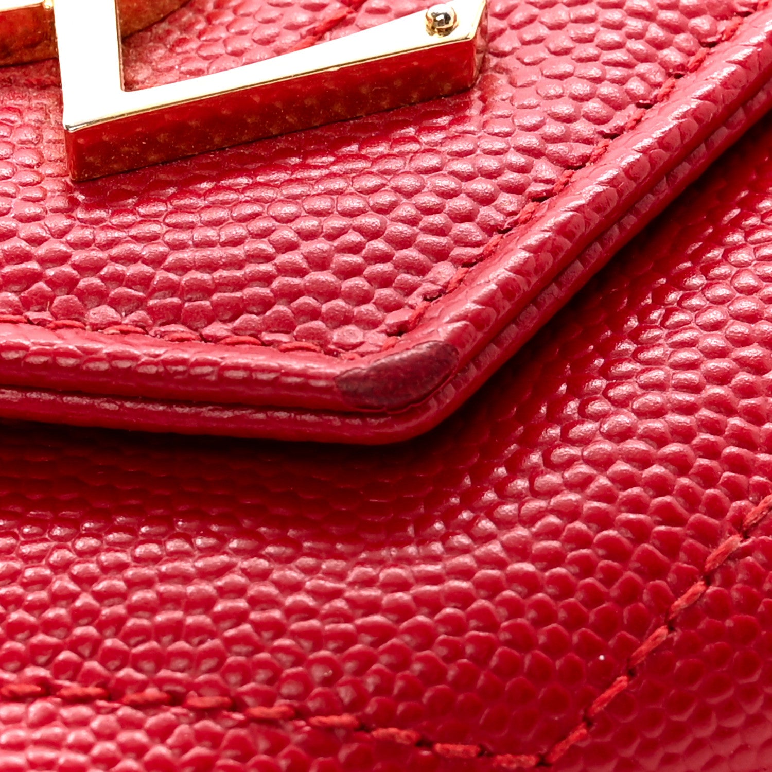 Saint Laurent Grain De Poudre Matelasse Chevron Monogram Flap Wallet Red 9 of 10