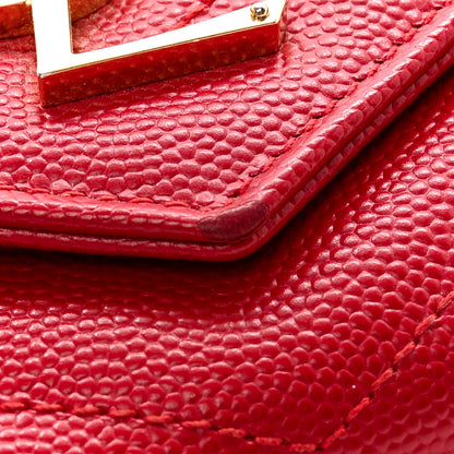 Saint Laurent Grain De Poudre Matelasse Chevron Monogram Flap Wallet Red 9 of 10