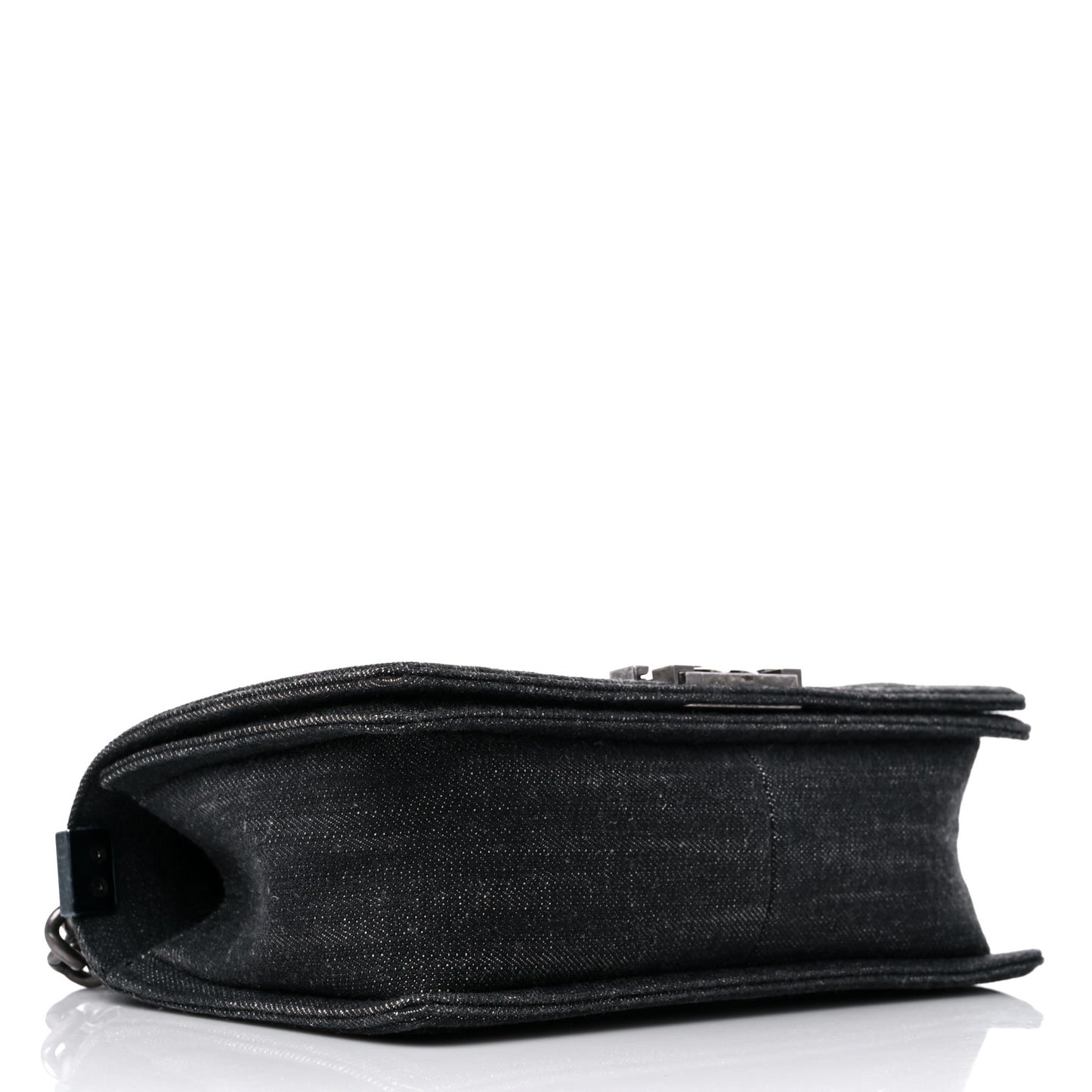 Denim Quilted Medium Boy Flap Black