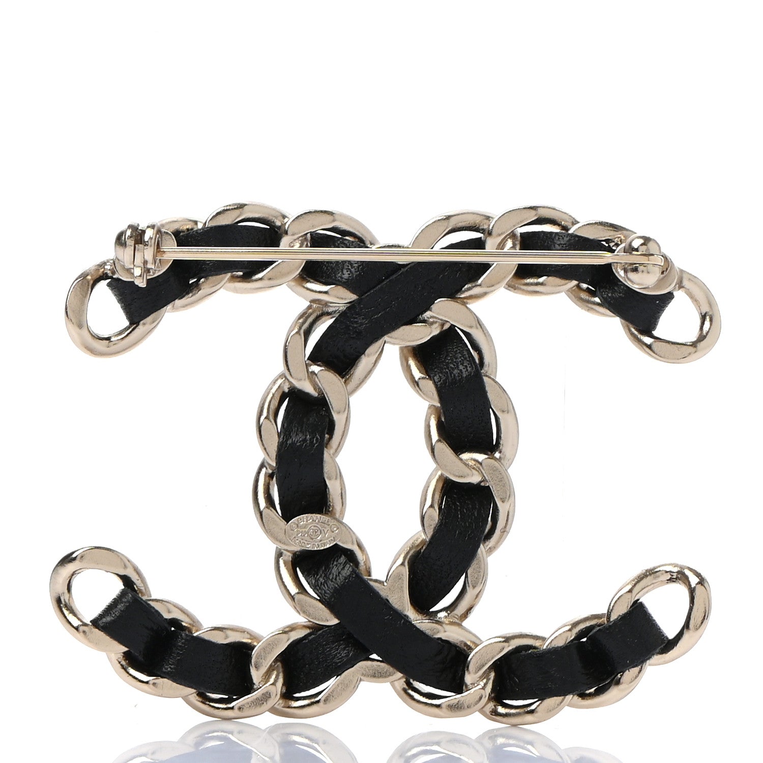 Chanel Lambskin Chain CC Brooch Black Gold 3 of 5