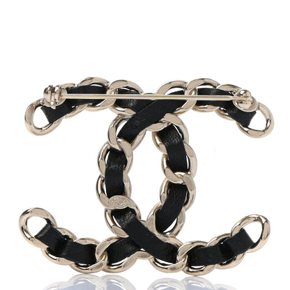Chanel Lambskin Chain CC Brooch Black Gold 3 of 5