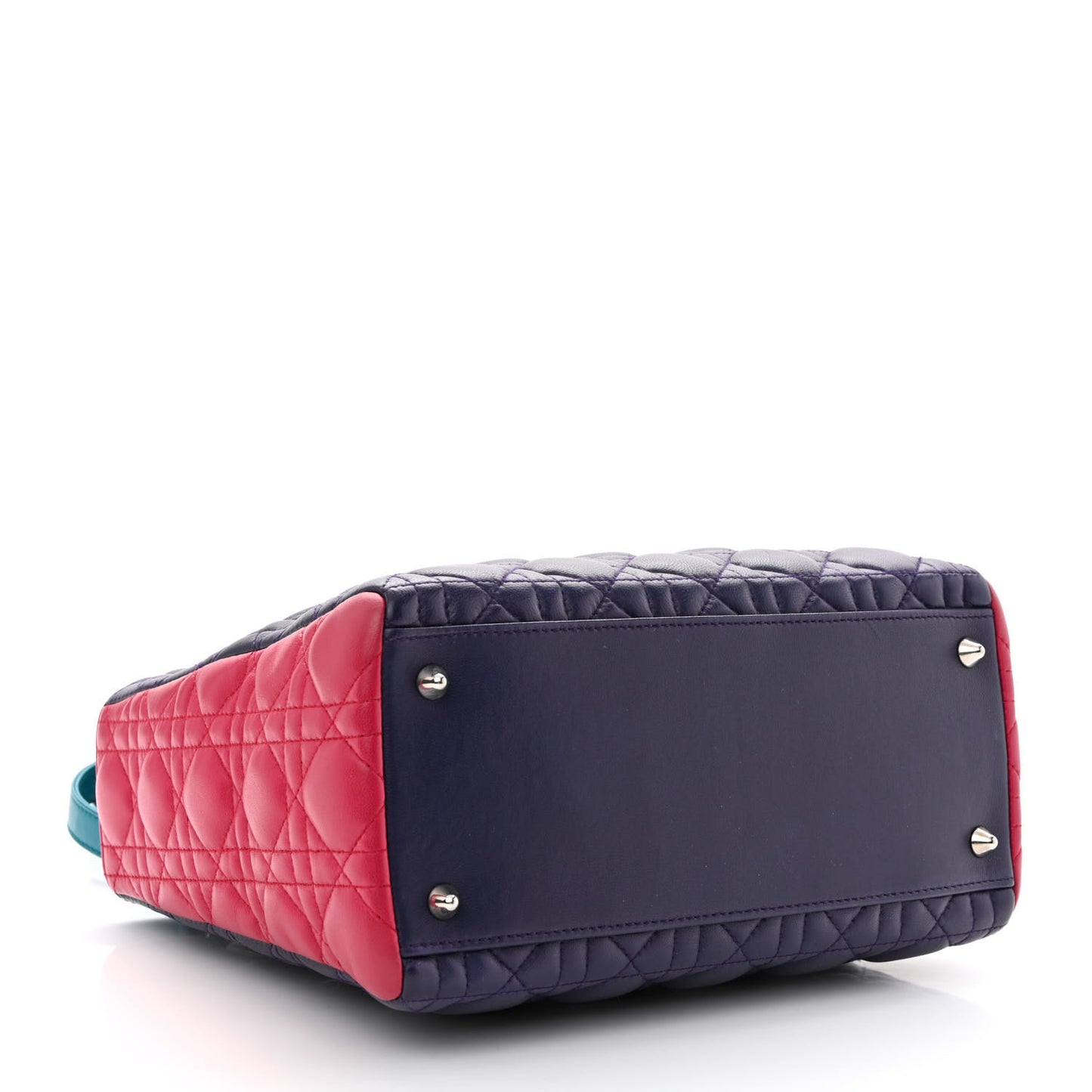 Lambskin Cannage Medium Tri-Color Lady Dior Sapphire Fuchsia Turquoise