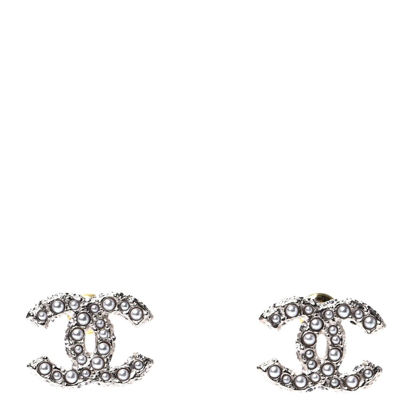 Pearl Crystal CC Earrings Gold