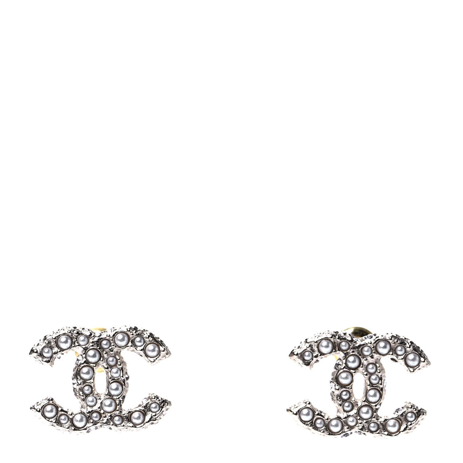 Chanel Pearl Crystal CC Earrings Gold 1 of 4