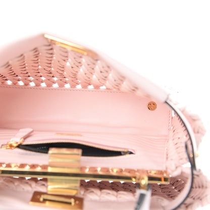 Fendi Nappa Woven Mini Peekaboo Iconic Satchel Rosa Confetto 6 of 12