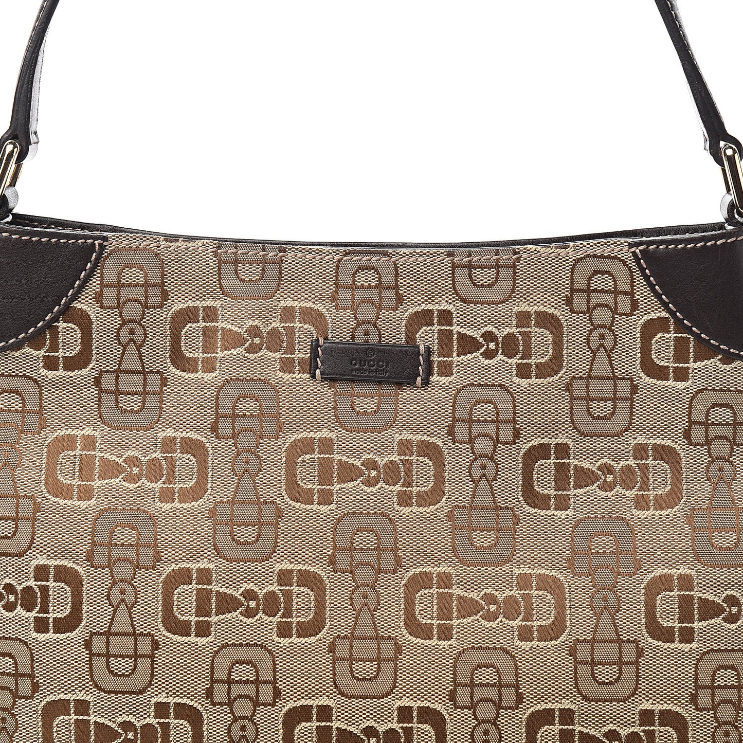 Canvas Horsebit Hobo Shoulder Bag Dark Brown