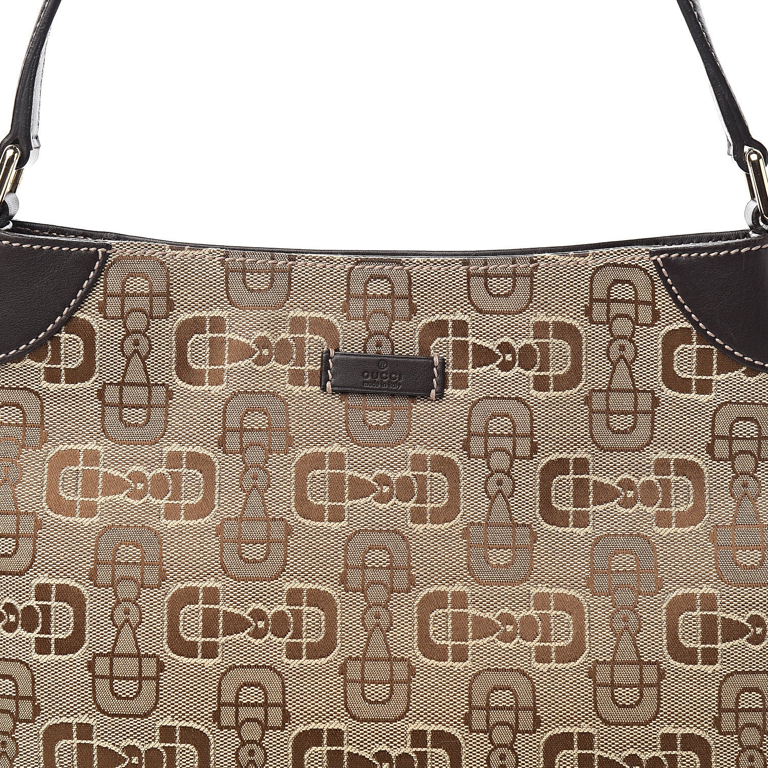 Gucci Canvas Horsebit Hobo Shoulder Bag Dark Brown 9 of 9