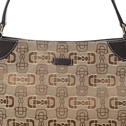 Gucci Canvas Horsebit Hobo Shoulder Bag Dark Brown 9 of 9