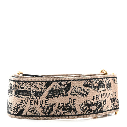 Christian Dior Canvas Embroidered Plan de Paris Shoulder Strap Black White 2 of 5