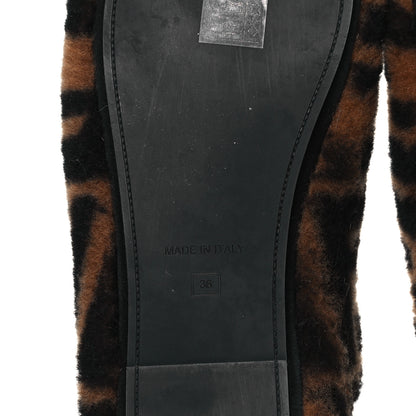 Fendi Shearling Nappa FF Slippers 36 Tobacco Black 6 of 7