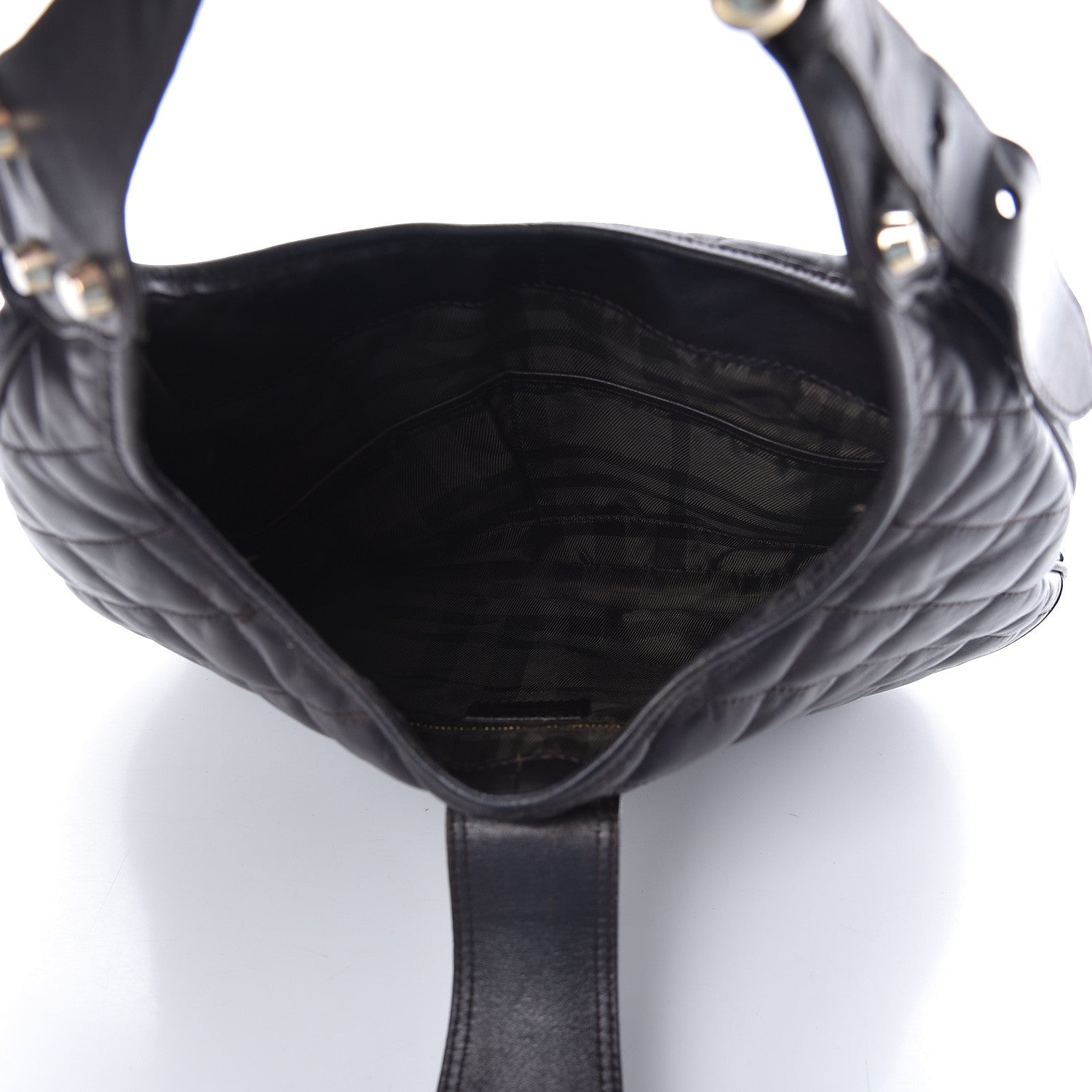 Burberry Calfskin Quilted Brook Hobo Dark Brown 5 of 9