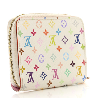 Louis Vuitton Monogram Multicolor Zippy Coin Purse Wallet White Litchi 3 of 10