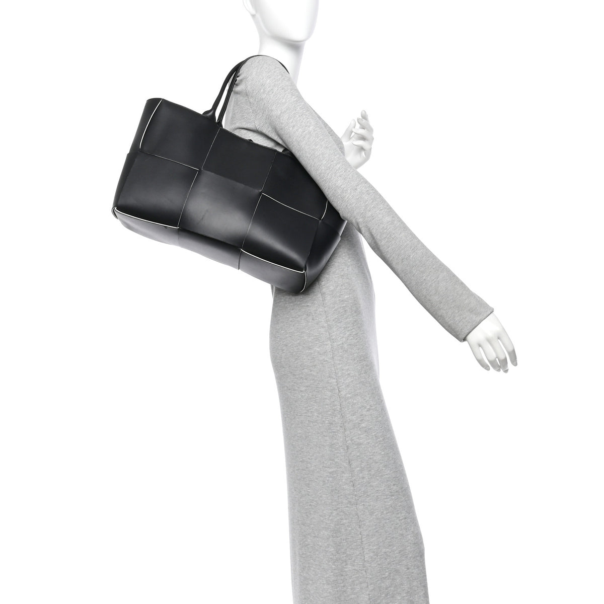 Bottega Veneta Nappa Maxi Intrecciato Medium Arco Tote Black White 2 of 11