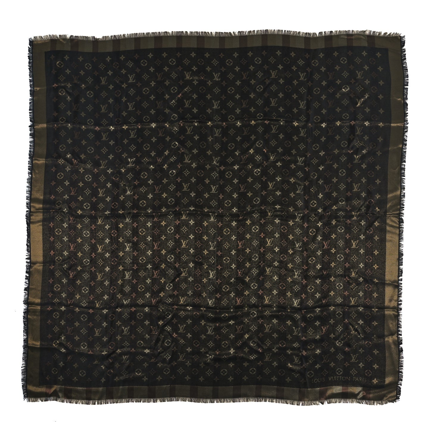 Silk Wool Monogram So Shine Shawl Marron