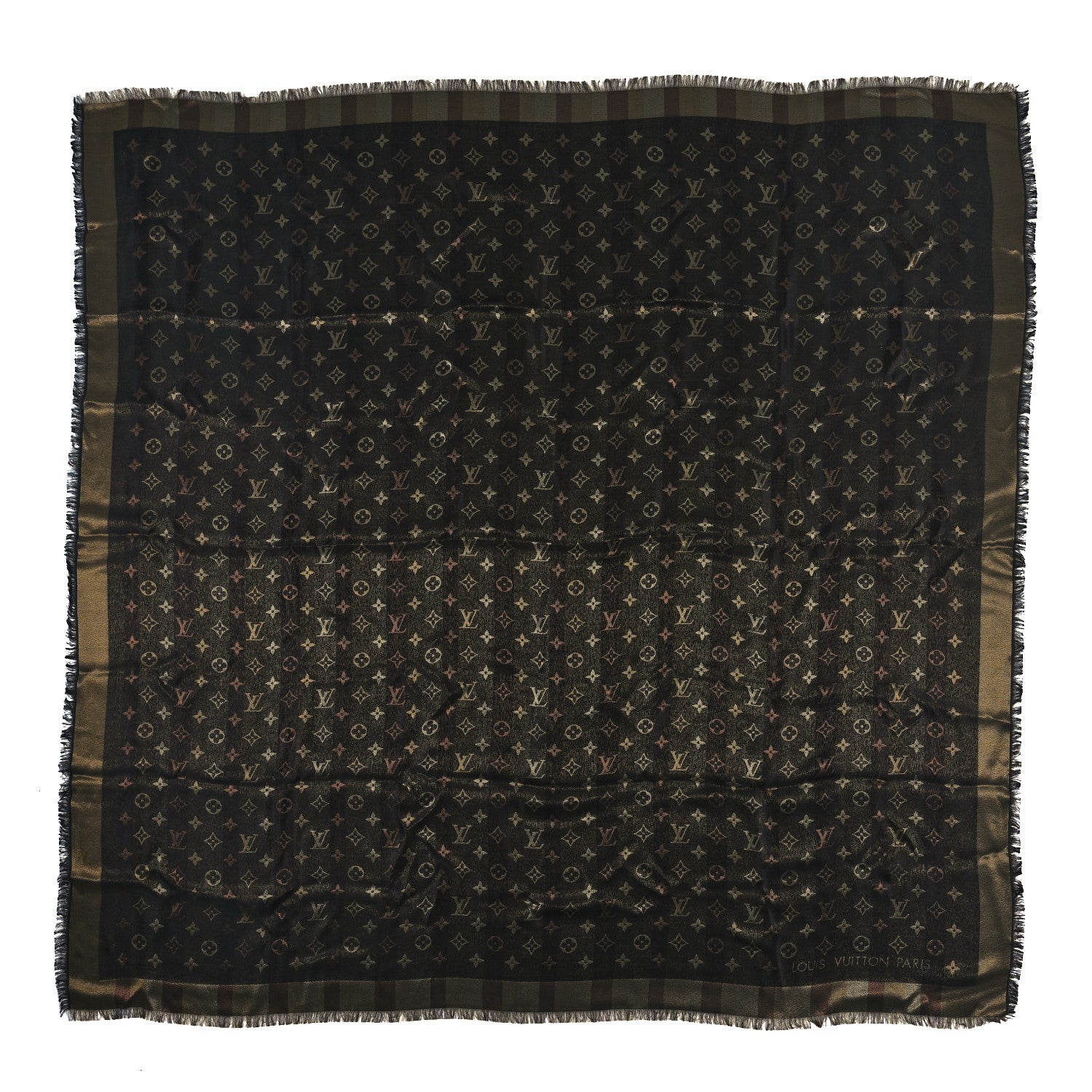 Louis Vuitton Silk Wool Monogram So Shine Shawl Marron 1 of 3