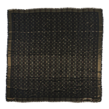 Louis Vuitton Silk Wool Monogram So Shine Shawl Marron 1 of 3