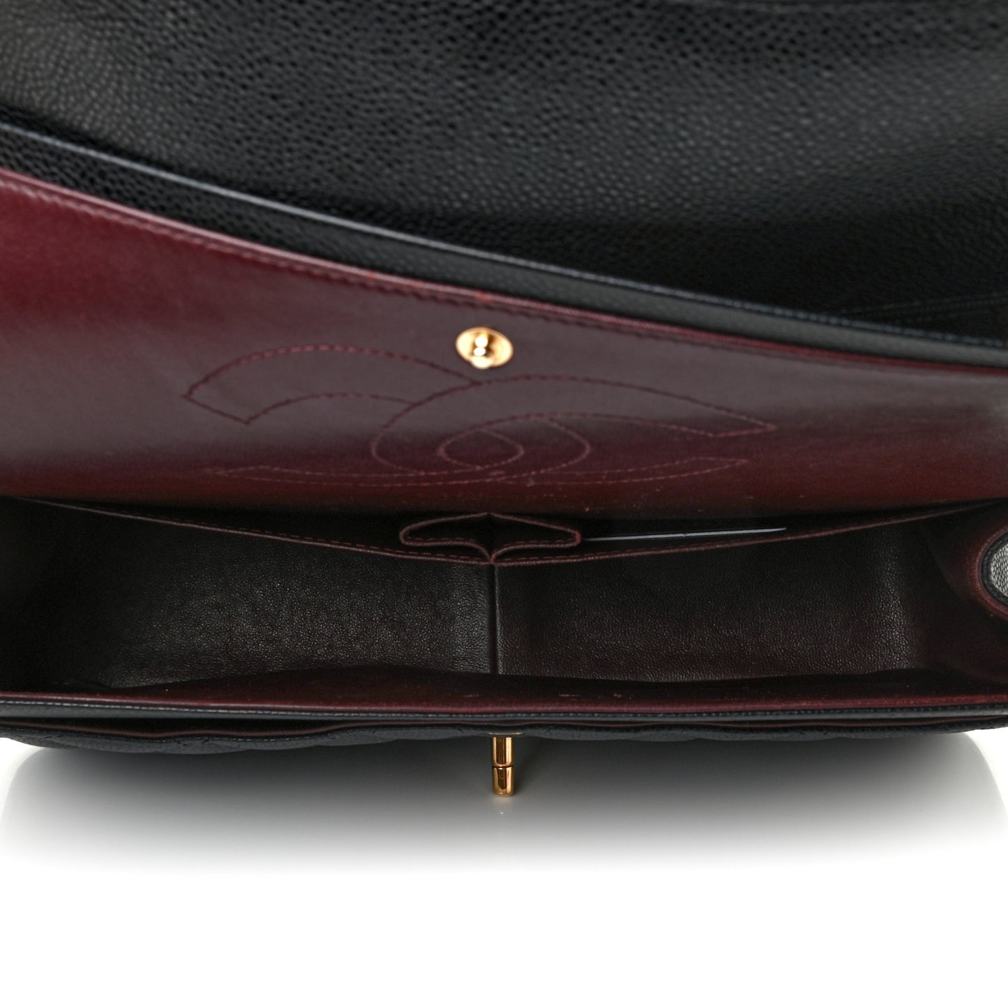 Caviar Quilted Jumbo Double Flap Black