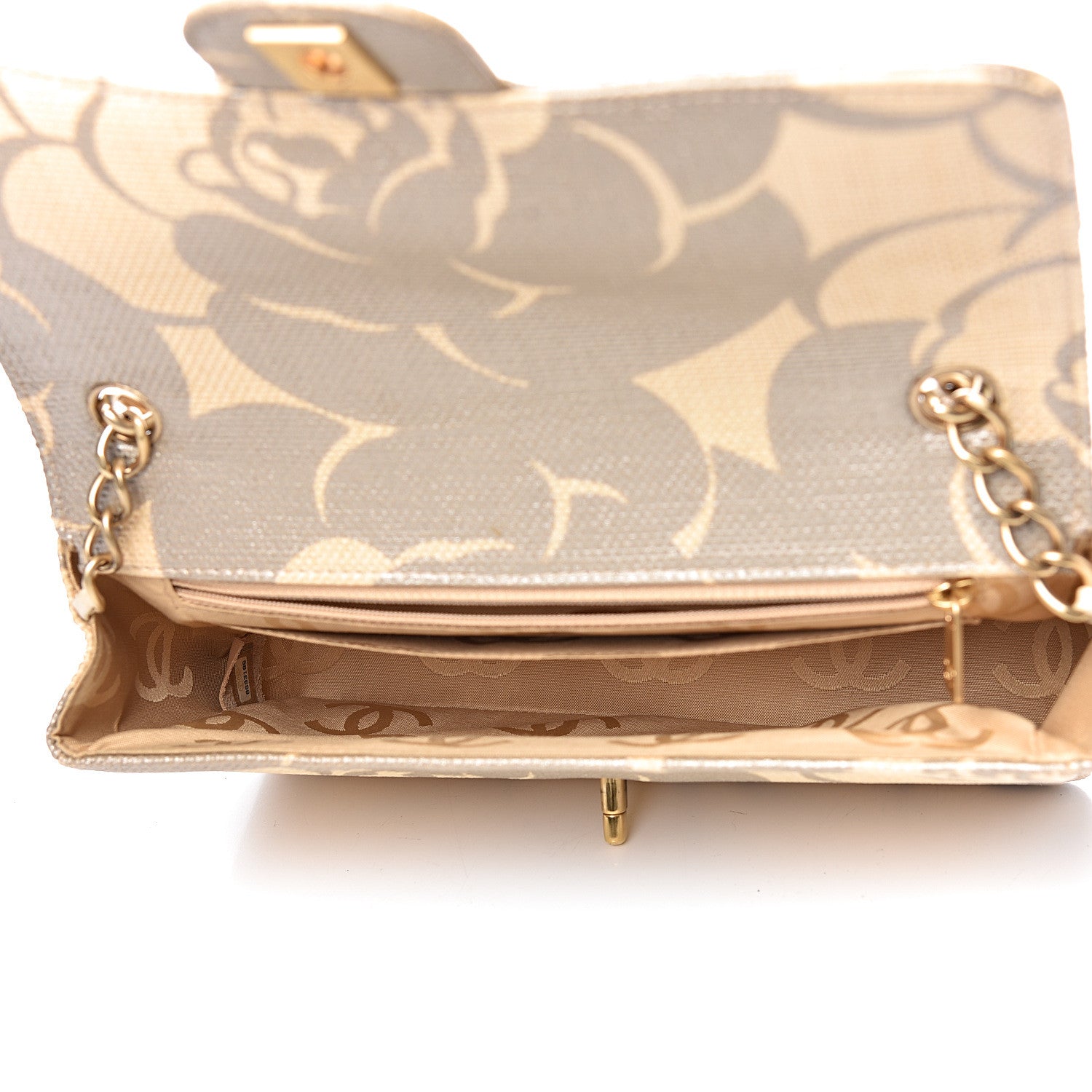 Chanel Woven Straw Camellia Print Medium Single Flap 5 of 12