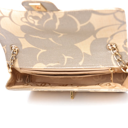 Chanel Woven Straw Camellia Print Medium Single Flap 5 of 12
