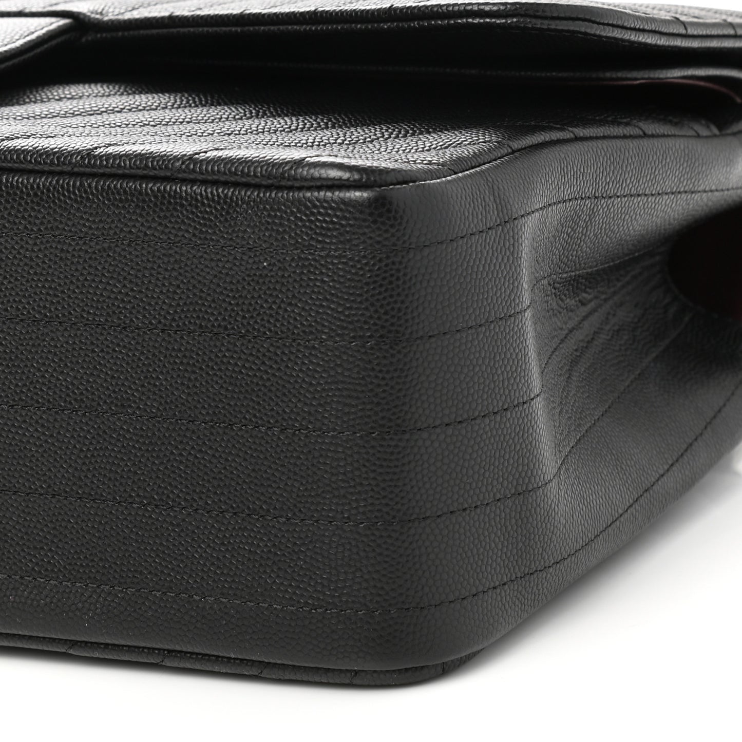 Caviar Chevron Quilted Jumbo Double Flap Black
