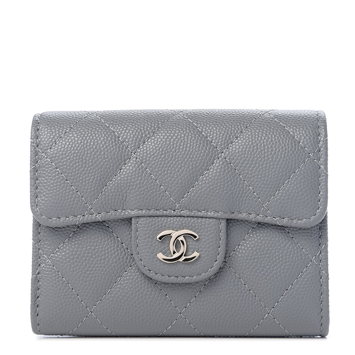 Chanel Caviar Quilted Flap Card Holder Wallet Dark Grey 1 of 7