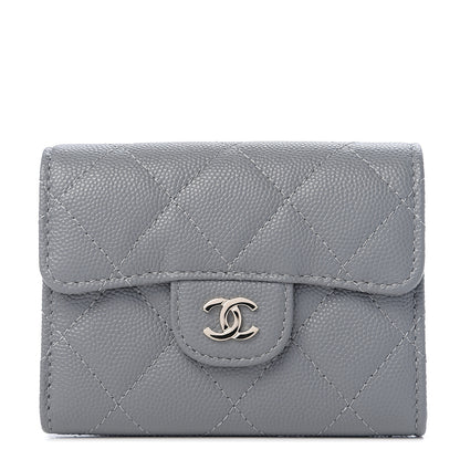 Chanel Caviar Quilted Flap Card Holder Wallet Dark Grey 1 of 7