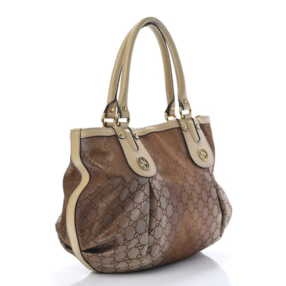 Gucci Monogram Lurex Medium Scarlett Studded Tote Beige 3 of 15