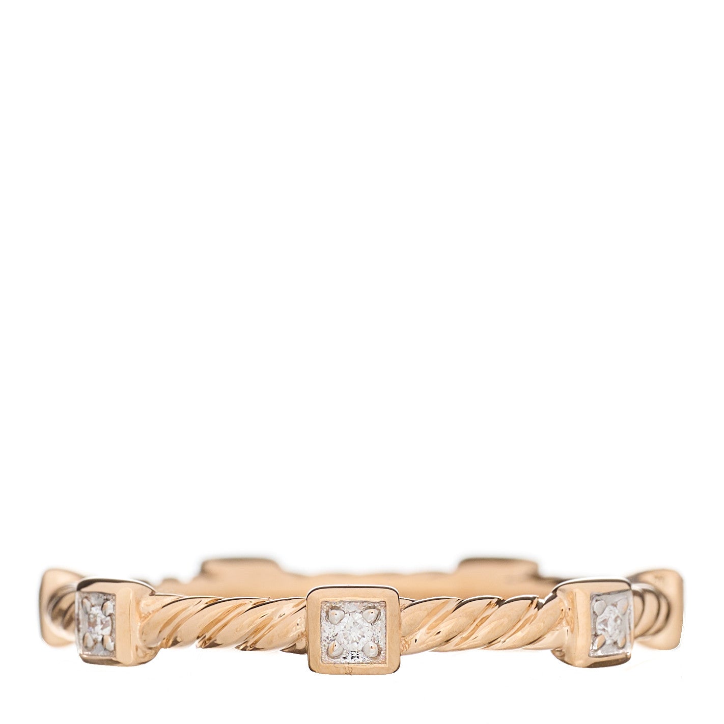 18K Rose Gold Diamond Cable Collectibles Stack Ring 56 7.75