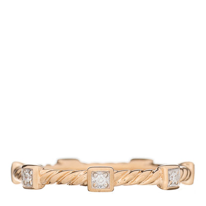David Yurman 18K Rose Gold Diamond Cable Collectibles Stack Ring 56 7.75 1 of 3