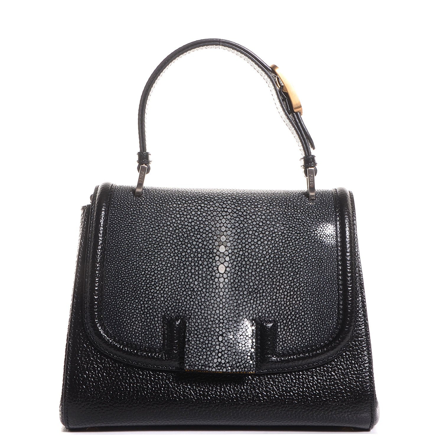 Fendi Glossy Buffalo Stingray Silvana Bag Black 1 of 12