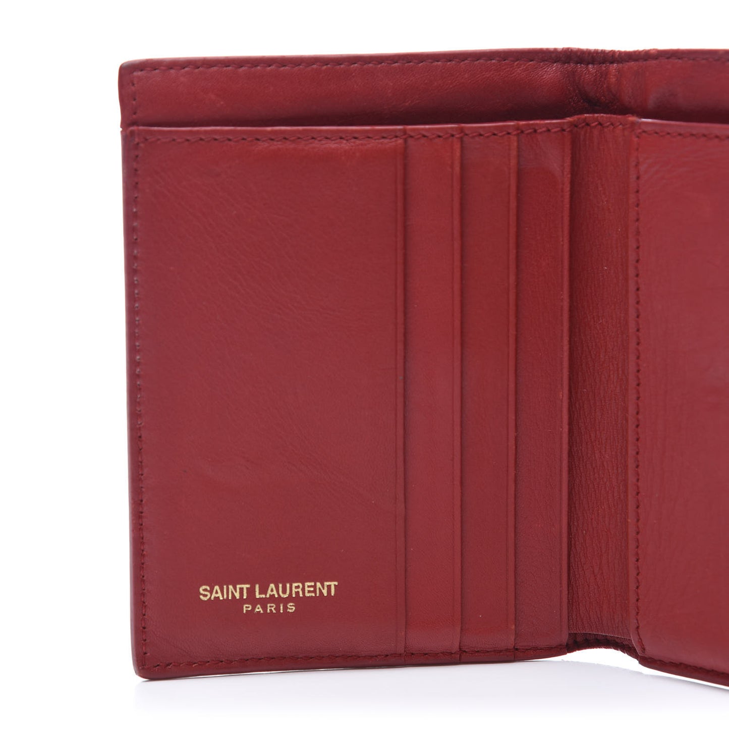 Calfskin Classic Y Compact Wallet Red
