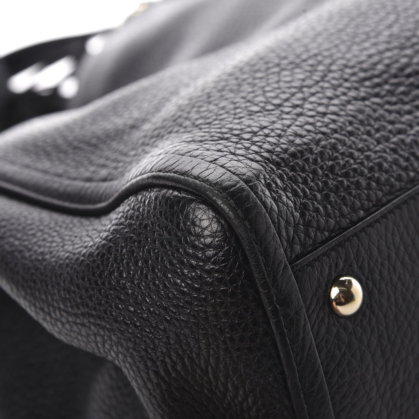 Pebbled Calfskin Medium Soho Shoulder Bag Black