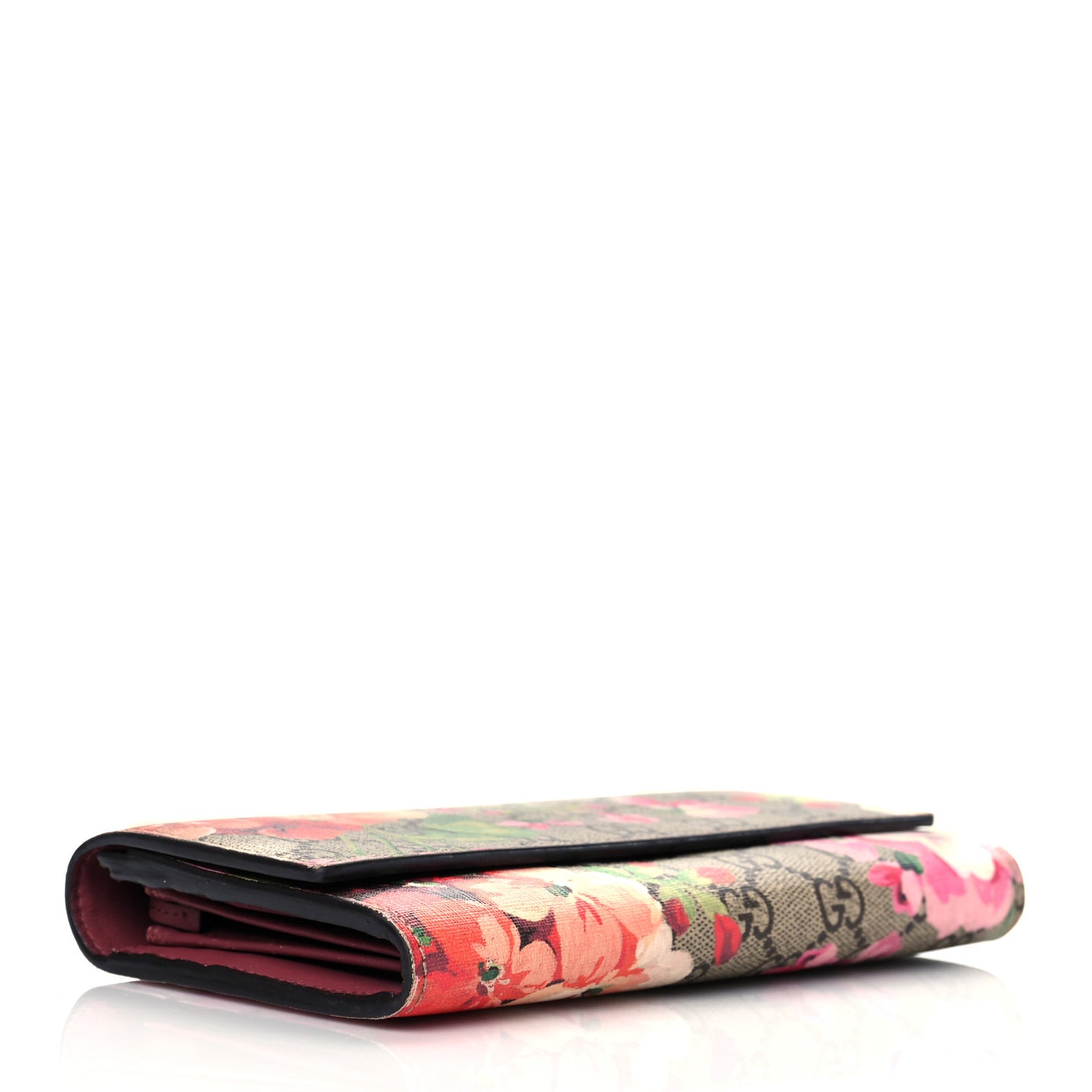 GG Supreme Monogram Blooms Continental Wallet Beige Multicolor Dry Rose