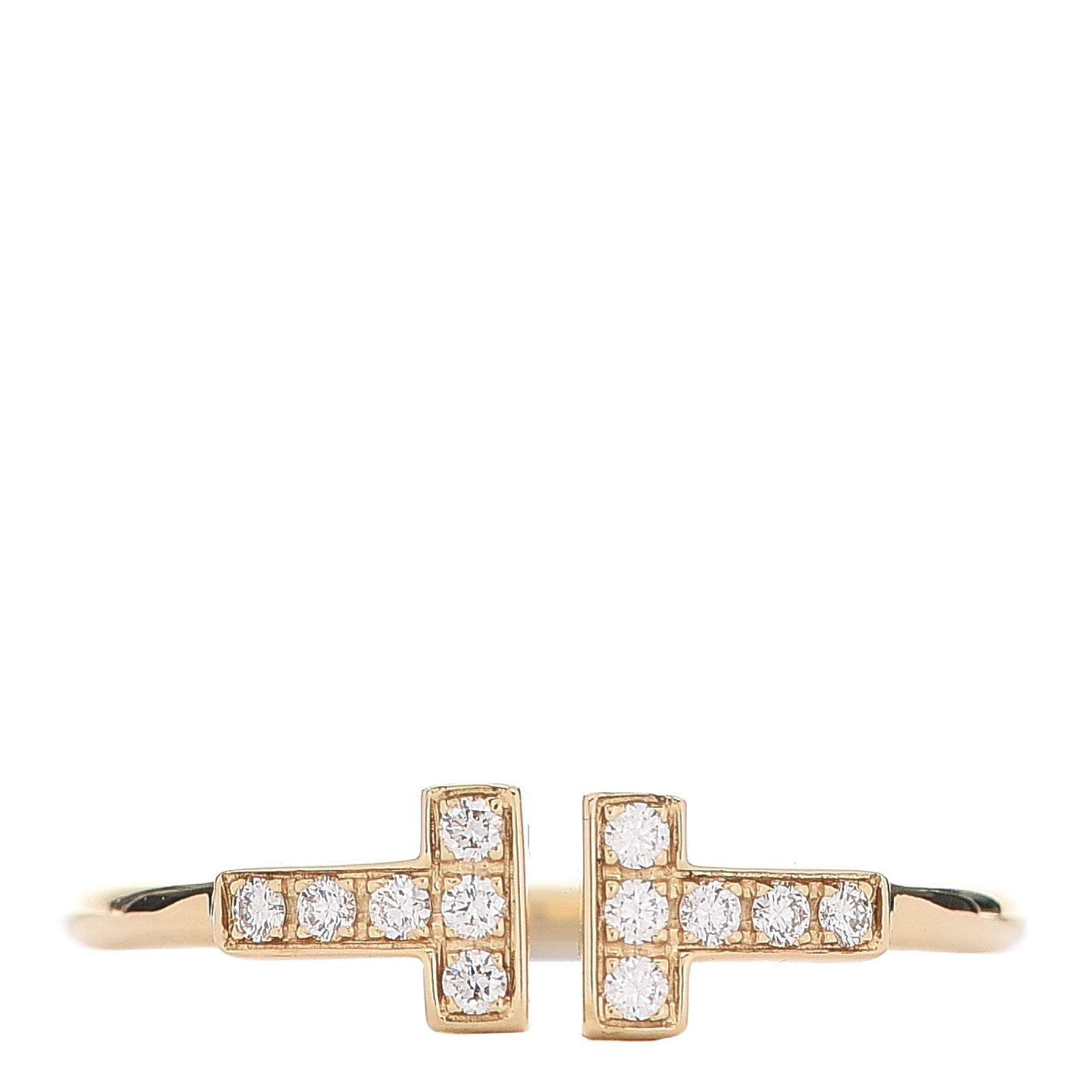 18K Yellow Gold Diamond T Wire Ring 57 8