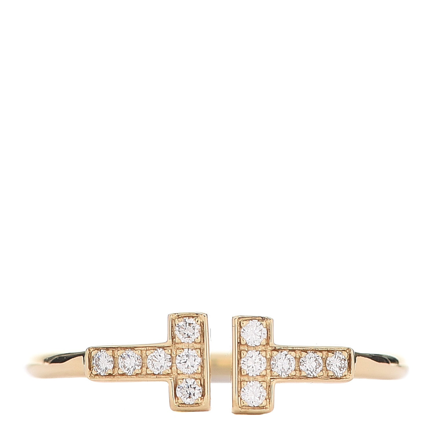 Tiffany 18K Yellow Gold Diamond T Wire Ring 57 8 1 of 6